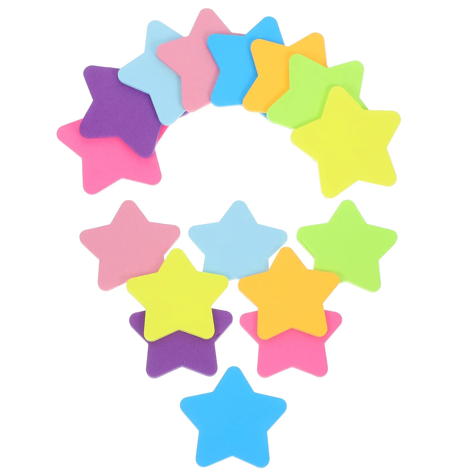 16Pcs Star Shaped Adhesive Memo Pads Vibrant Colorful Five Pointed Self Stick Notes for Notebook Planner Journal Organizer