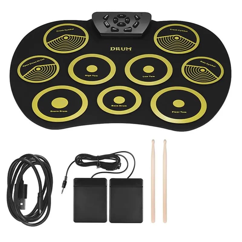 【GRANDE SCONTO】Set di batteria elettronica a 9 pad compatibile con giochi DTX, con set di tamburi a mano e pedali