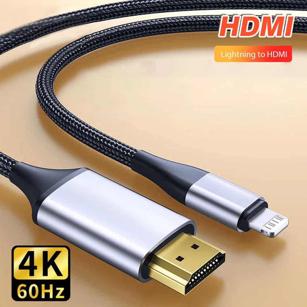 Adattatore da Lightning a HDMI 4K HD per iPhone 14 13 12 Connessione Monitor HDTV Proiettore Display Cavo audio sincrono da 2 M