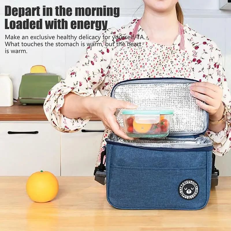 Upgraded Version Insulated Lunch Bag Large-capacity Storage Handbag Waterproof Lunch Box Aluminum Foil Thick Student Lunch Bag▪