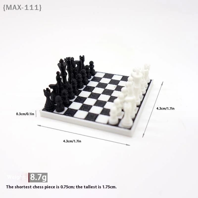 【F2-MAX111】Set di Scacchi Internazionali in Miniatura 1:12 per Casa delle Bambole - Scacchiera in Miniatura per Bambini, Decorazione per Scene della Vita