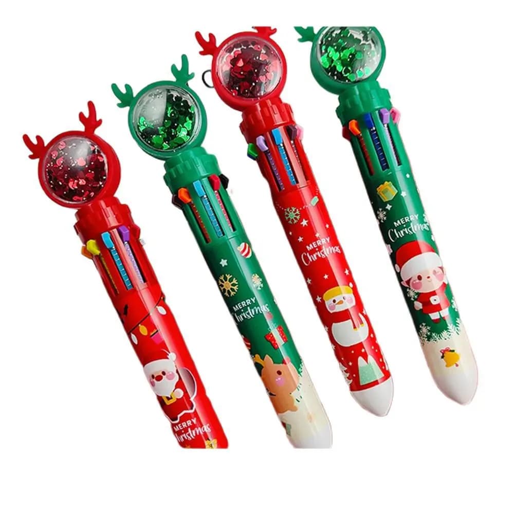 1pc Cartoon Xmas Boy Scuola elementare Buon Natale Cancelleria Dieci colori Penna Babbo Natale Penna a sfera natalizia