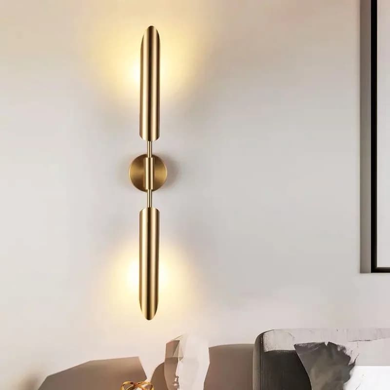 Moderna lampada da parete a doppia testa singola di lusso lampada da parete a tubo lnclinato dorato luce a specchio scala soggiorno camera da letto deco apparecchio