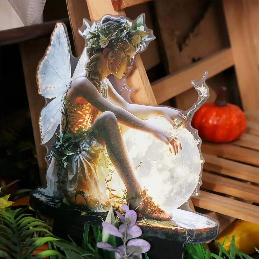 Mini figurine di fata acrilica, tappi per pavimenti da giardino creativi e carini, design multifunzionale con palla leggera, paletto da giardino, bonsai