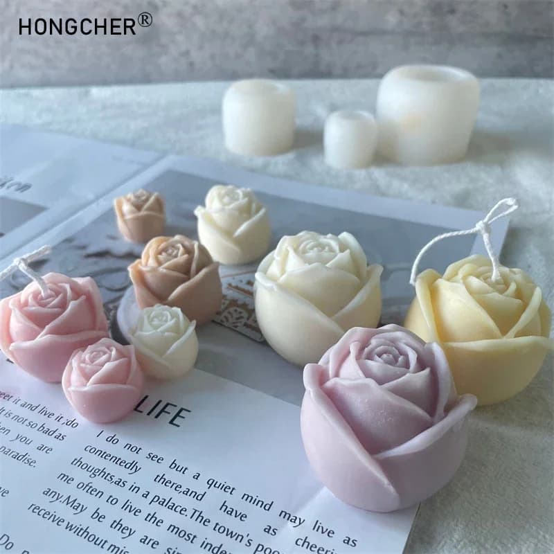 Stampo in silicone per candele rosa fai-da-te per torte, dessert, cioccolato, strumenti per la cottura, ornamento per aromaterapia, stampi per cubetti di ghiaccio, cucina e sala da pranzo