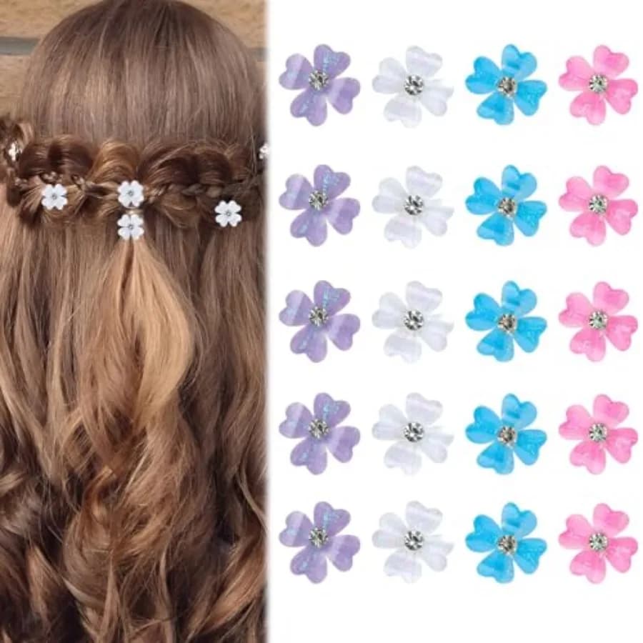 20 Mini Fermagli per Capelli con Strass, Graziose Mollette Decorative, Fermagli per Capelli da Sposa, Mollette Antiscivolo per Frangia