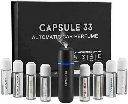 Auto Perfume Diffuser, Ultrasound Intelligent Deodorant with 6 Fragrances, Automatic Switching, Waterless, Black