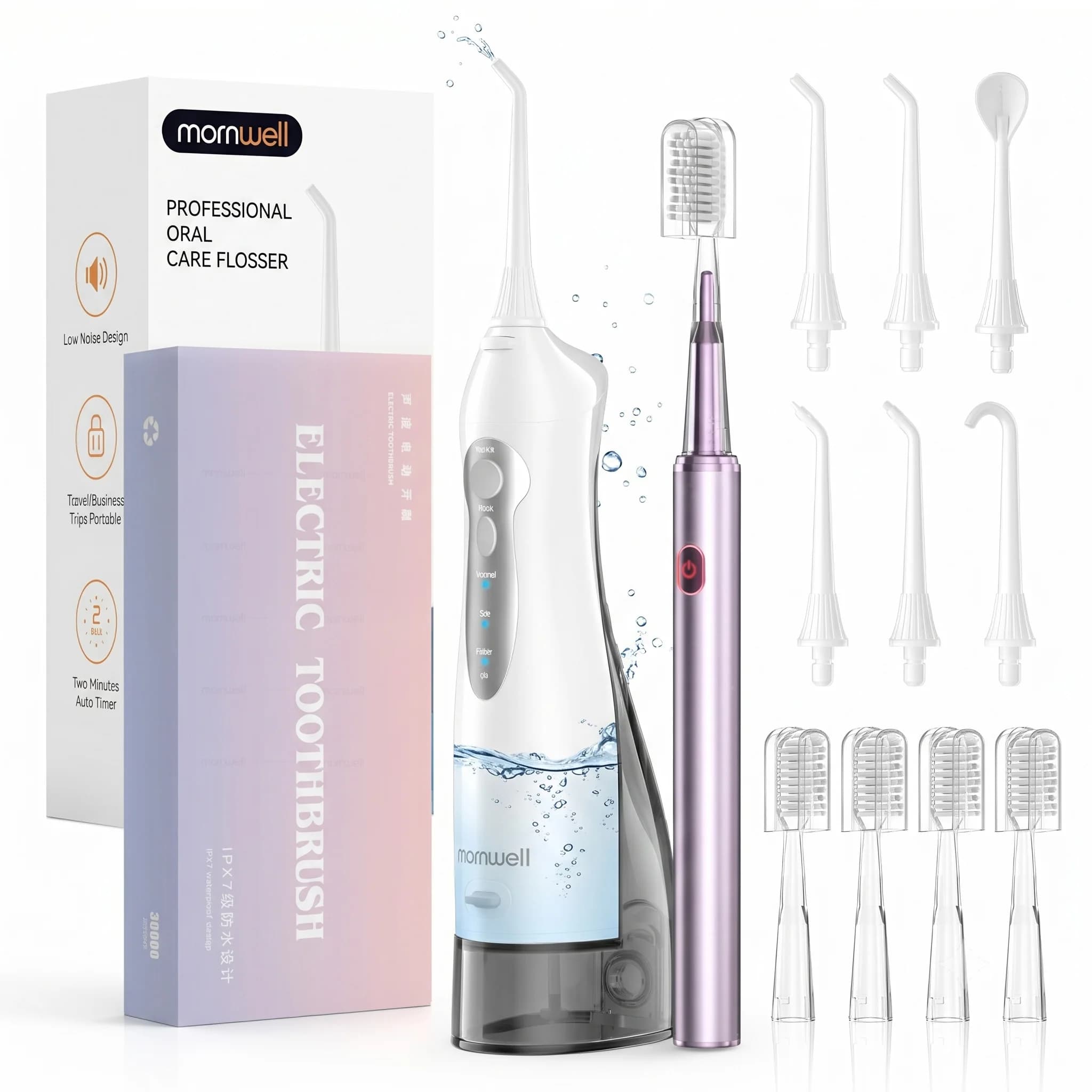 Portable Water Flosser and Electric Toothbrush Combo, Deep Oral Cleaning Set, Rechargeable Dental Care Kit for Home Travel Use