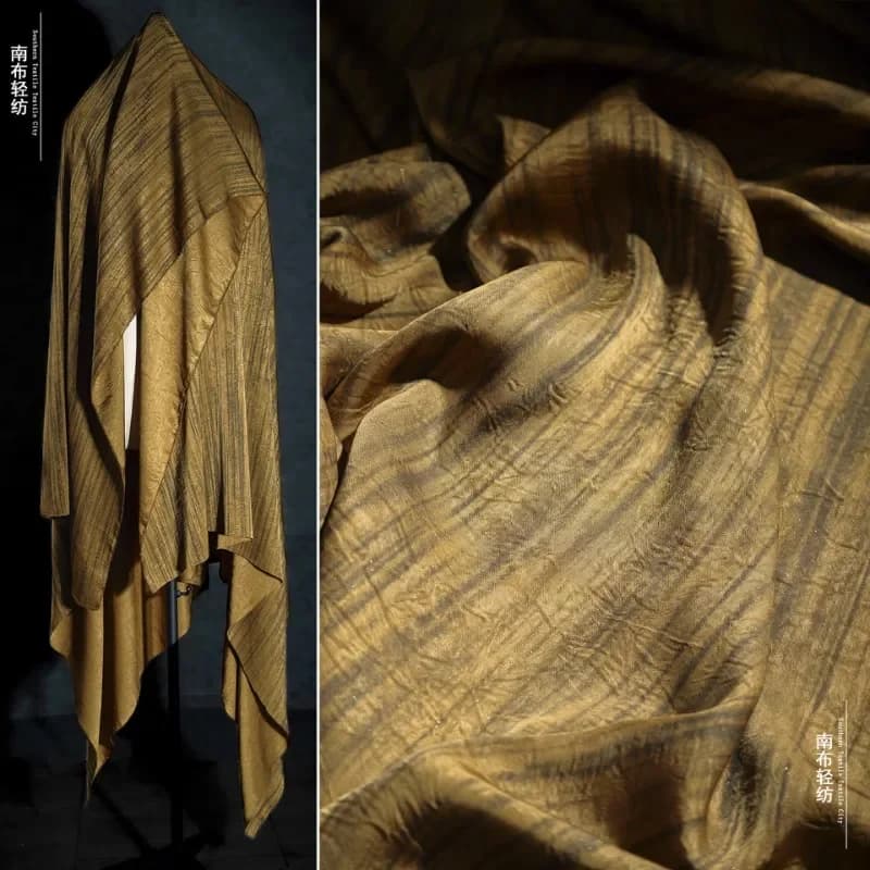 Bronzing Striped Imitation Acetate Satin Fabric for Retro Slightly Pleated Half Skirt Fashion Designer Cloth Diy Sewing By Meter