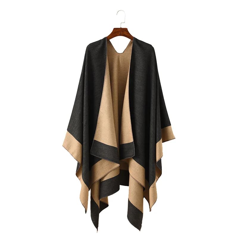 Stile etnico Plus Size imitazione Cashmere scialle diviso mantello sciarpa donna inverno caldo Cappa