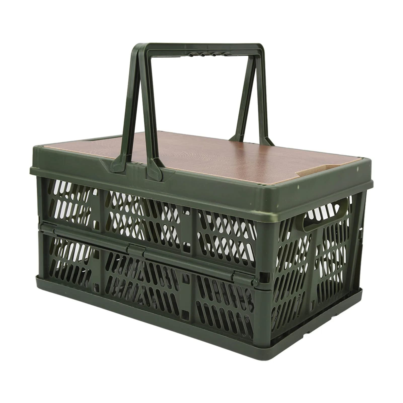 Camping Foldable Picnic Basket with Mobile Table Portable Multifunction Box Large Capacity Home Organization