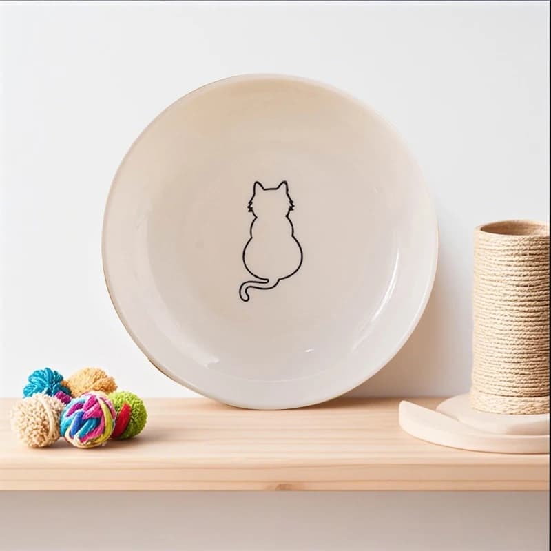 Ceramic Cat Plates With Silicone Anti Slip Pad Pet Cat Snack Bowl Cute Kitten Food Bowl Pet Kitten Water Bowl Pet Supplies