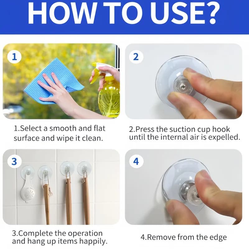 6 ventose in PVC trasparente per impieghi gravosi, antiscivolo, per vetro, specchio, bagno, cucina, finestrino dell'auto, ganci organizer