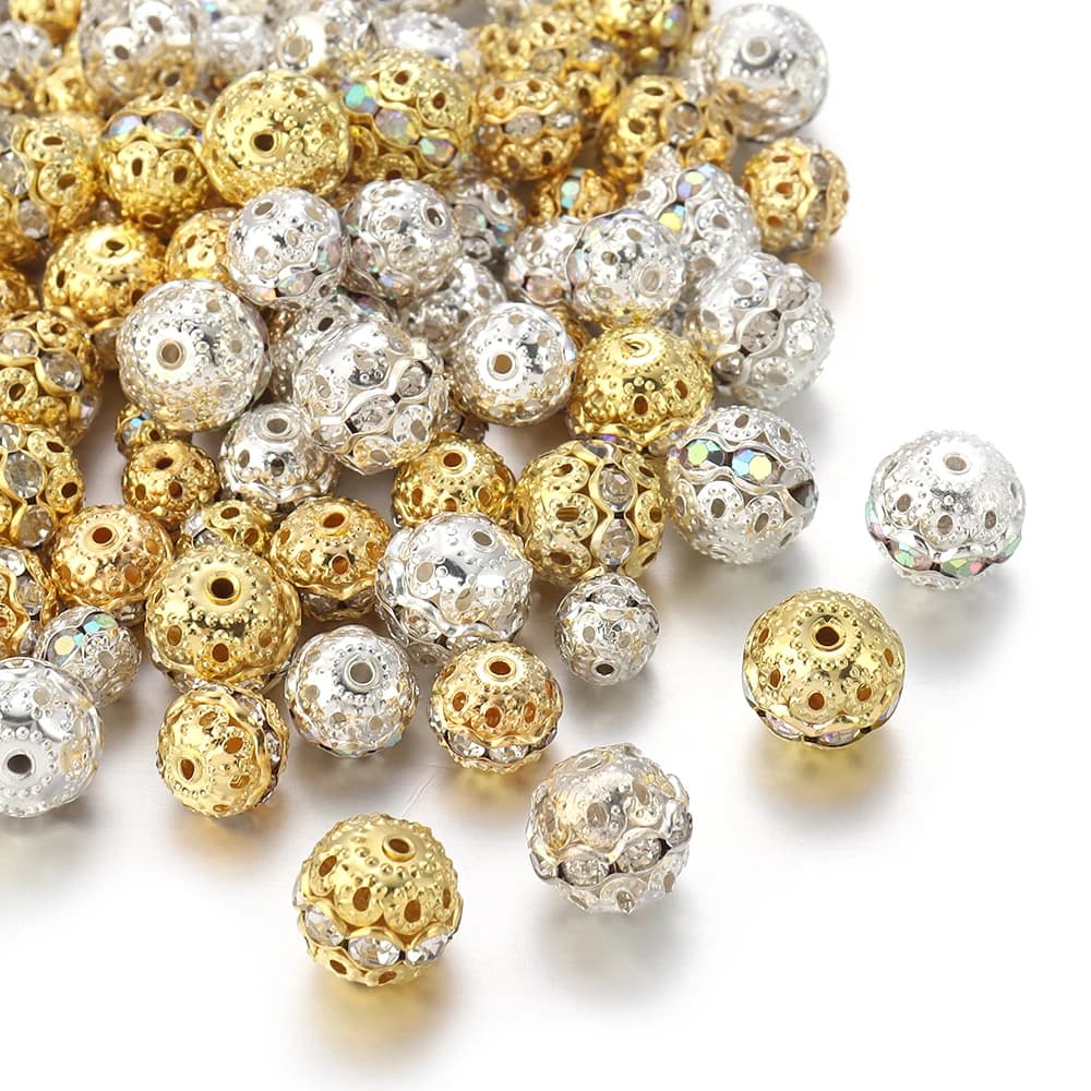 10-20pcs/Lot Round Rhinestone Crystal Beads for Jewelry Making Round Spacer Beads For Jewelry Making DIY Bracelets Necklace