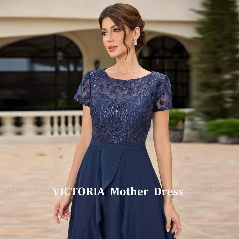 VICTORIA Customized Exquisite Mother of the Bride Dresses A-Line Belt Appliques Sequins Wedding Guest Gowns Party Evening Dress