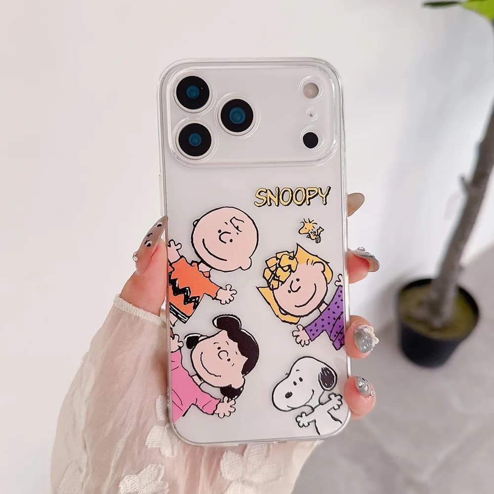 Cute Cartoon Peanut Snoopy Charlie Brown Transparent Phone Case For iPhone 17 16 15 14 13 12 11 Pro Max Cases Soft TPU Cover