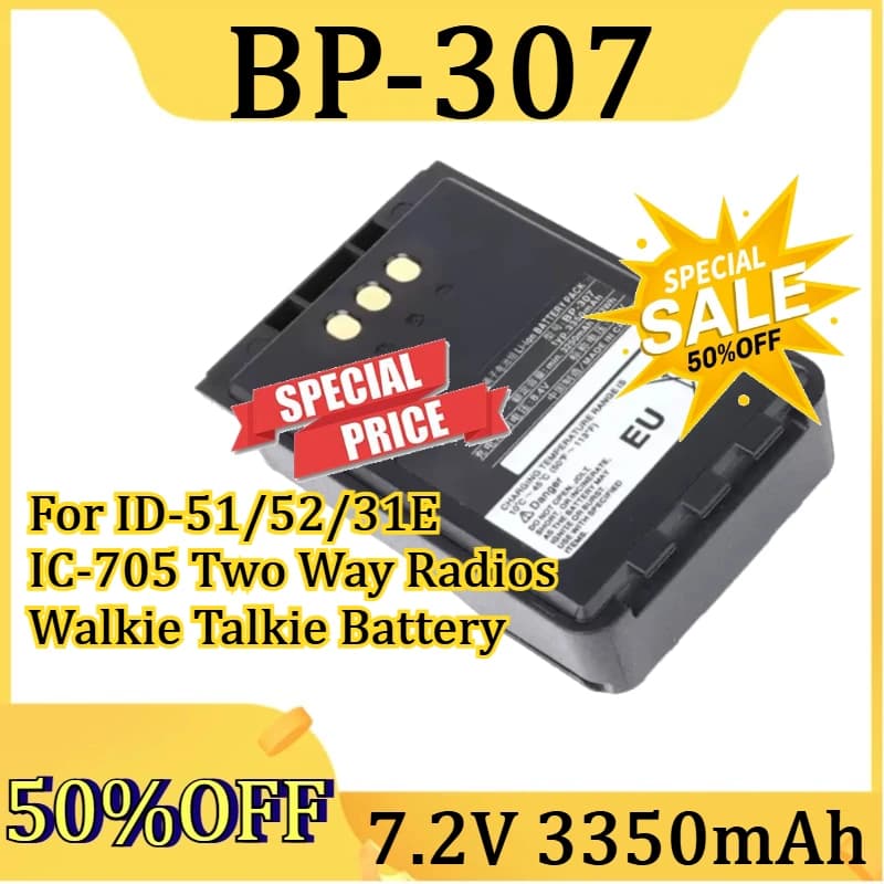Batteria NUOVA 3350mAh 23Wh 7.2V agli ioni di litio per walkie-talkie ricetrasmittenti ID-51/52/31E IC-705, compatibile con BP-307