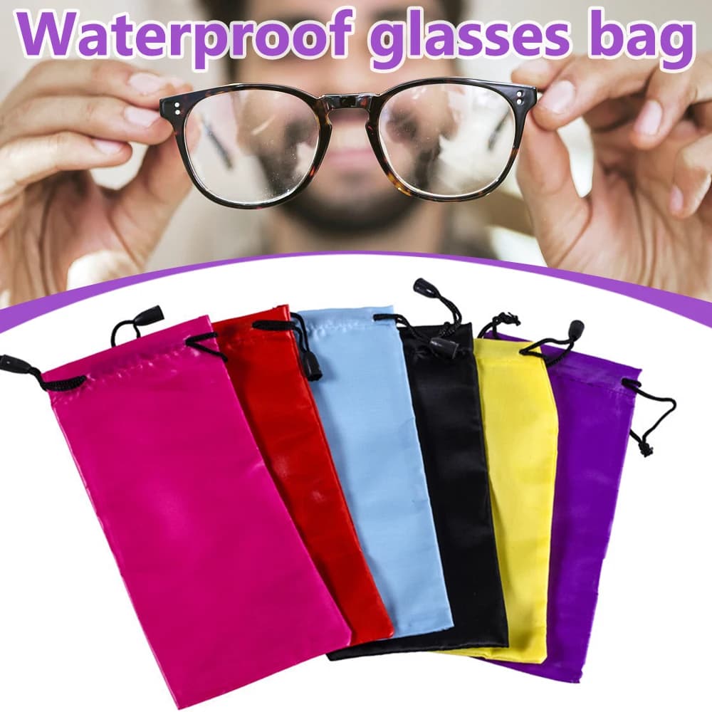 Custodia per occhiali Borsa per pulizia con coulisse Custodia morbida Borsa per occhiali impermeabile colorata portatile multicolore impermeabile
