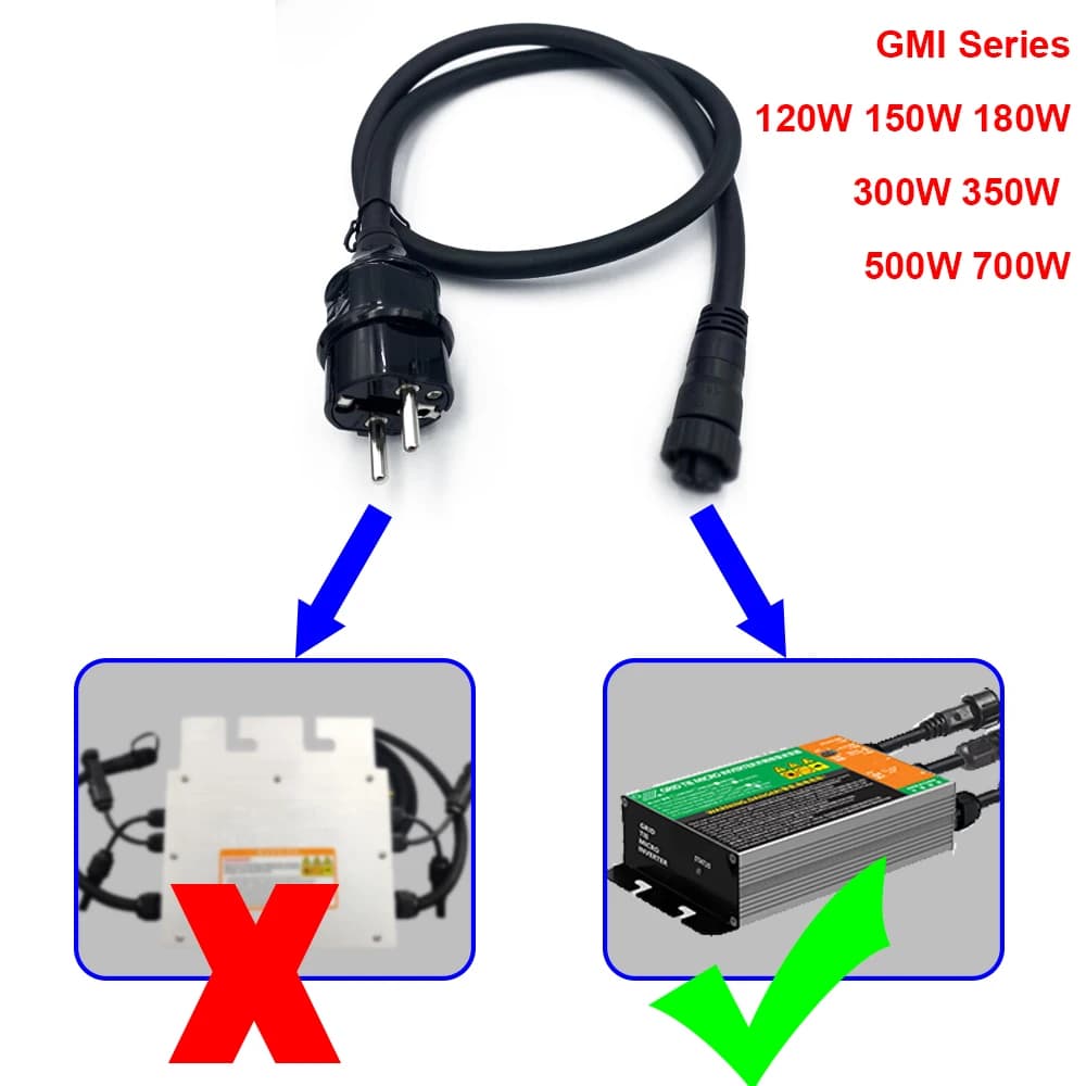 Cavo CA di estensione di potenza 3pin-M18 da 5 metri con spina europea per GMI 120W 150W 180W 300W 350W 500W 600W 700W Micro Grid Tie Inverter