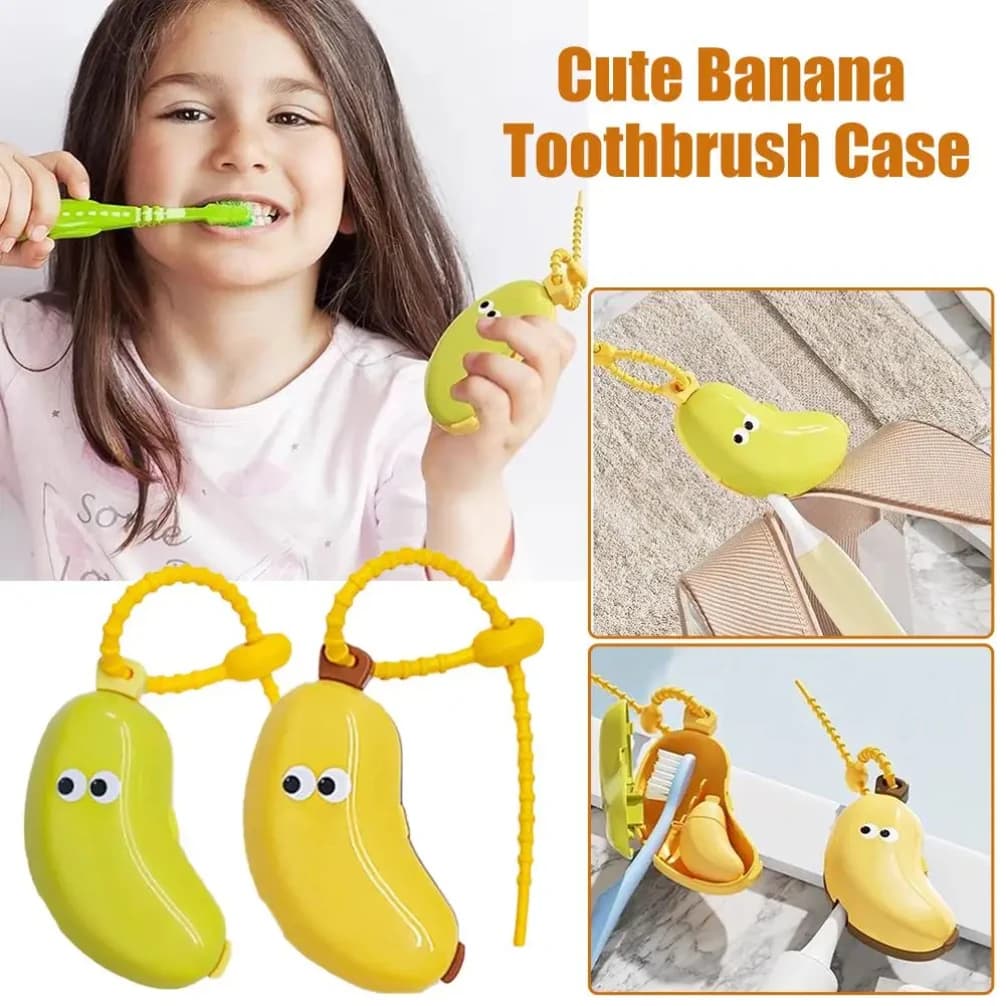 Simpatico portaspazzolino Cappuccio protettivo per spazzolino da viaggio portatile indispensabile Custodia per spazzolino da campeggio per escursionismo a banana carina