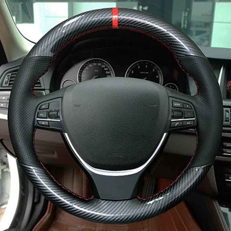 Coprivolante personalizzato per auto in fibra di carbonio vera pelle 100% adatto per BMW F10 2014 520i 528i 730Li 740Li 750Li