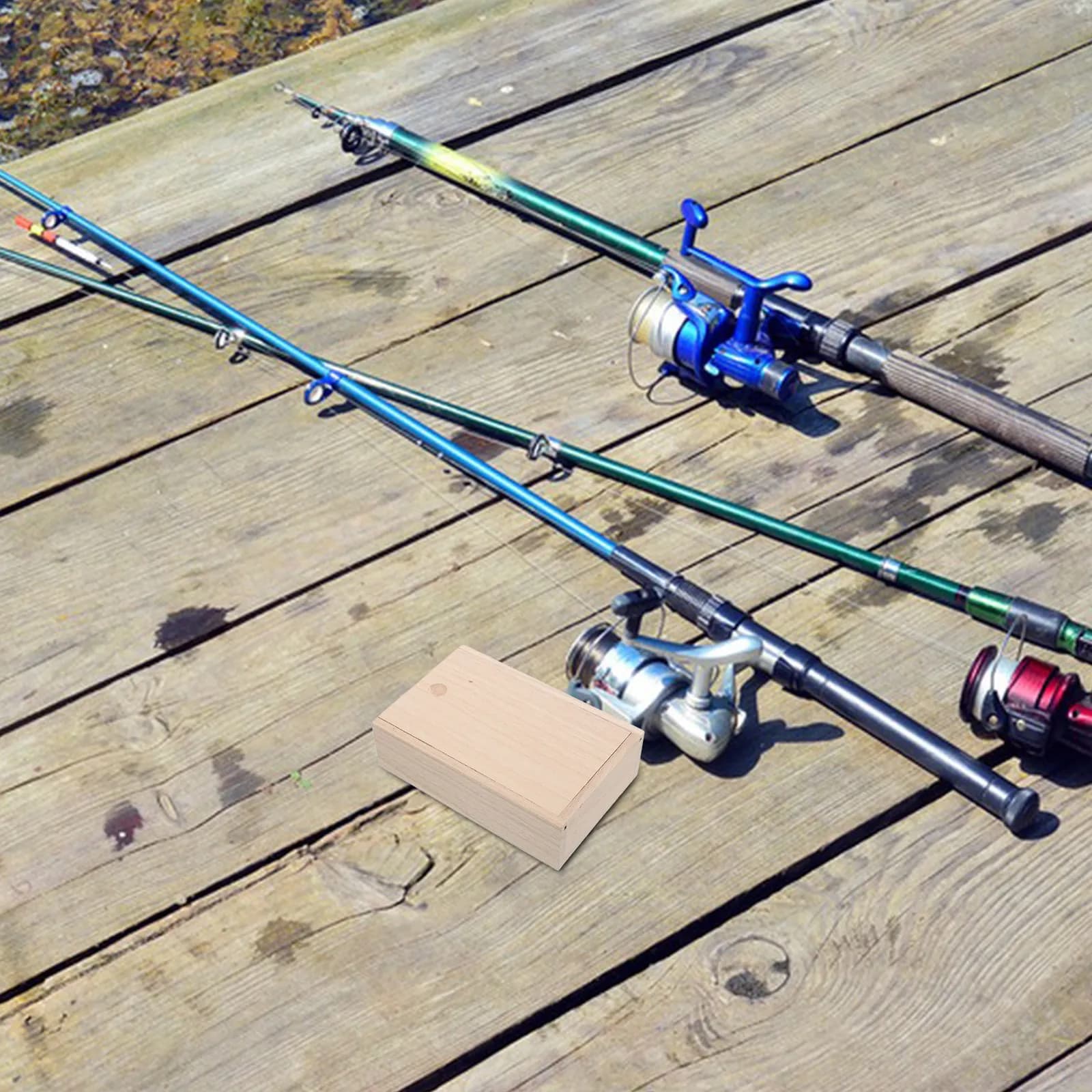 Scatola Porta Esche in Legno, Piccolo Organizzatore per la Pesca, Custodia Portatile per Esche Fresche e Artificiali, Contenitore in Legno per Attrezzatura da Pesca