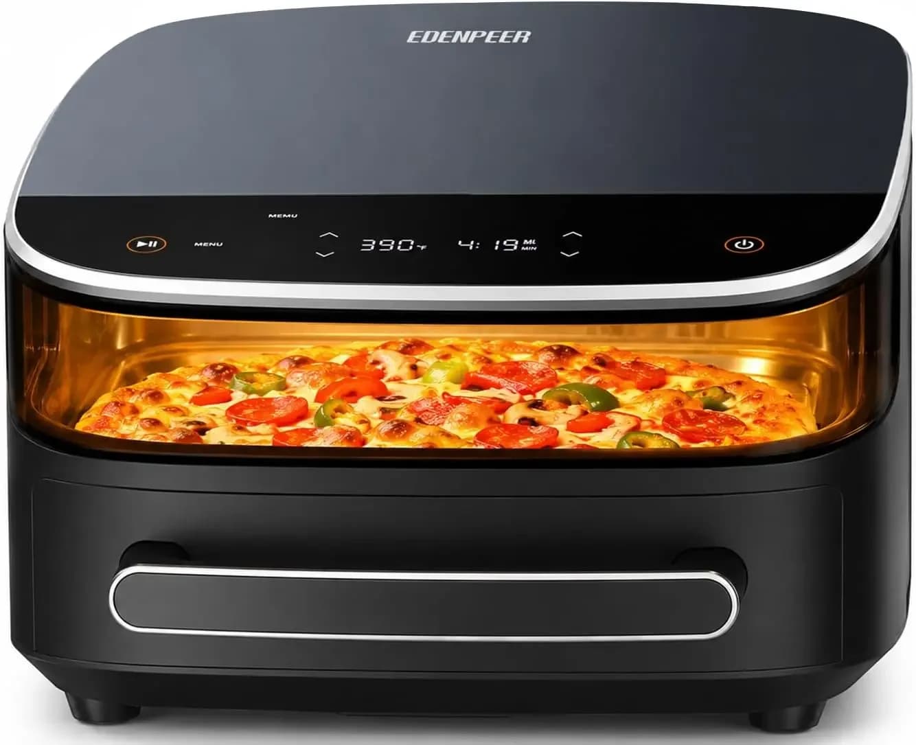 11-in-1 Large Air Fryer, 6QT Airfryer Top & Bottom Heating, No Flip Needed | Flat Wide Air fryer Fits 12" Pizza or Steaks 2X