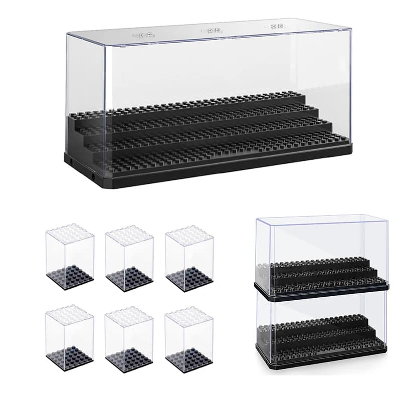 Vetrina in acrilico compatibile con minifigure Lego, modello giocattolo da costruzione, vetrina antipolvere, conservazione di giocattoli per action figure