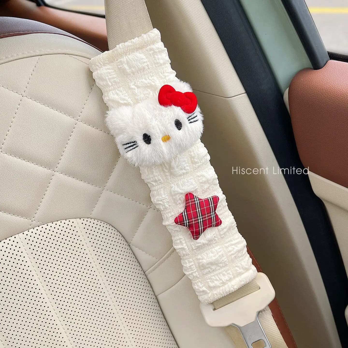 Hello Kitty Seat Belt Cover Cute Plush Shoulder Pad Soft Car Seat Belt Cushion Protector Comfort Car Accessories Women Gift