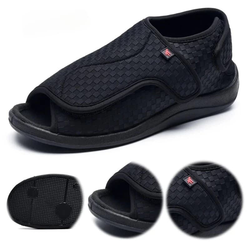 Pantofole per diabetici da donna e uomo Scarpe per diabetici extra larghe Sandali con chiusura regolabile per piedi gonfi per interni