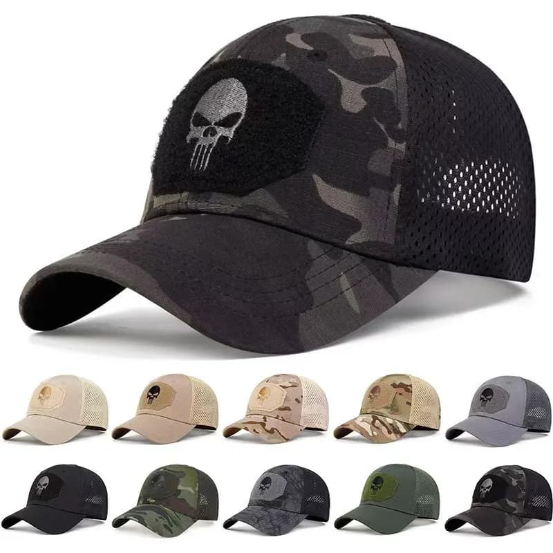 Unisex Skull Embroidered Top with Patch Breathable Baseball Caps Spring and Autumn Outdoor Adjustable Casual Hat Sunscreen Hat