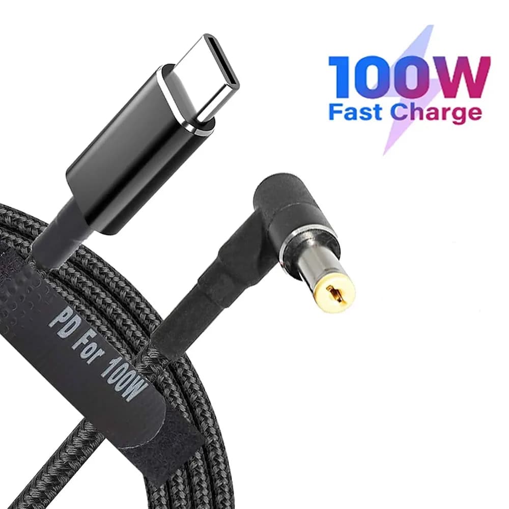Cavo convertitore da USB-C a 5.5x2.5mm da 100W, cavo di ricarica rapida USB-C PD per notebook Asus, Lenovo, Toshiba (18-20V)
