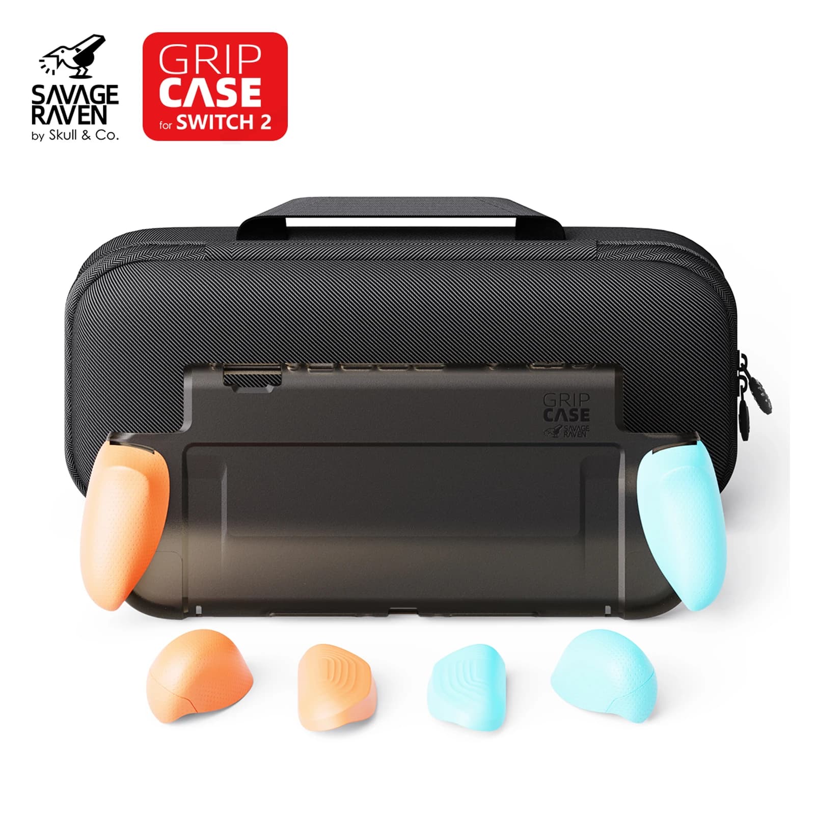 Nuovo pacchetto Savage Raven di Skull & Co. GripCase per Nintendo Switch - Custodia protettiva | Manopole sostituibili | Custodia rigida