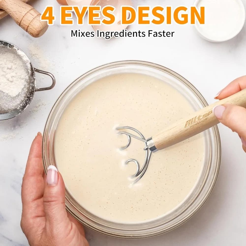 Stainless Steel Danish Dough Whisk Hand Mixer Utensil Sourdough Bread Making Hook Stirring Stick Tool