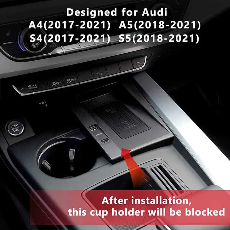 For Audi A4 S4 B9 A5 S5 2018 2019 2020 2021 2022 2023 Qi Wireless Charger For Cars Phone Charging Support Pad Zerbino Interior Accessories