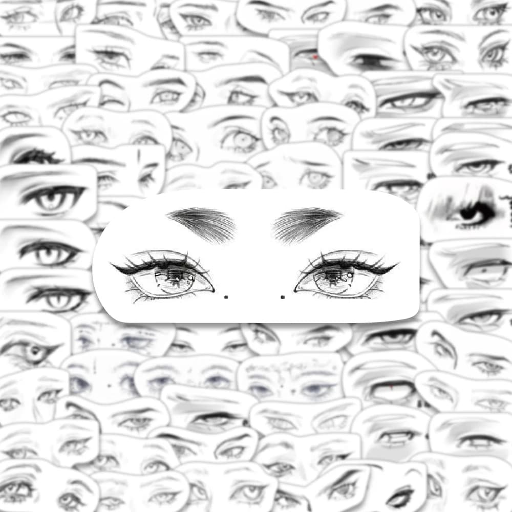 76PCS Sketching Style Painting Eye Art Sticker Personalized Creativity Eye Material DIY Cup Book Scrapbook Gift Collected Decal