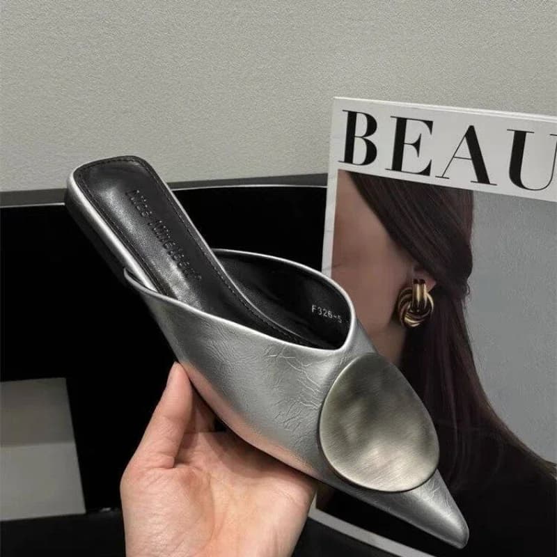 New design women's luxury moccasins fashion pointed toe loafers ladies 2025 spring black ballet flats women's sandals
