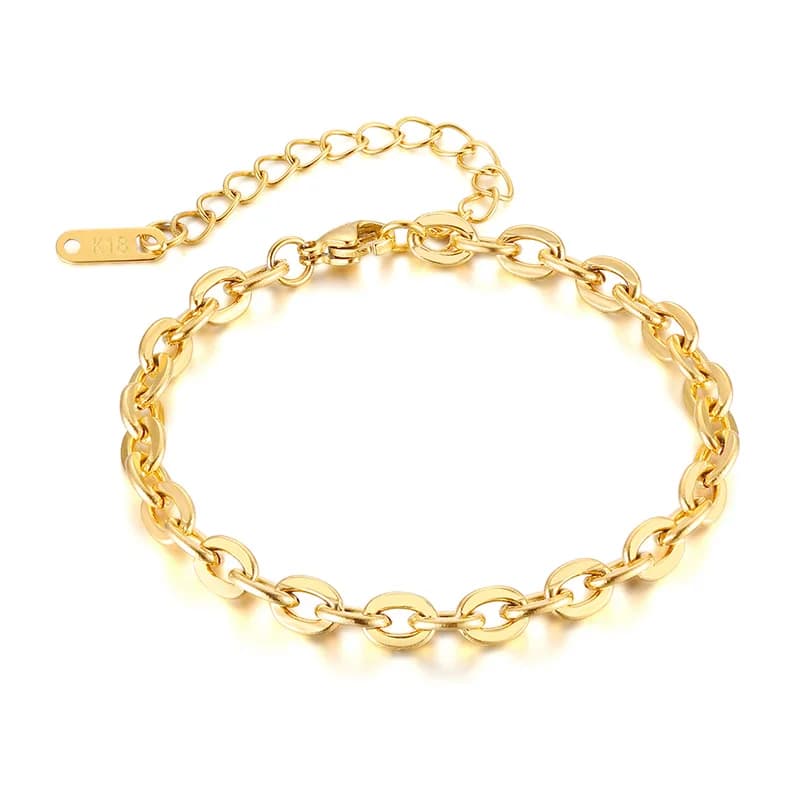 Bracciale a maglie a catena Rolo per donna Bracciale a maglie rotonde robuste in acciaio inossidabile Gioielli di moda