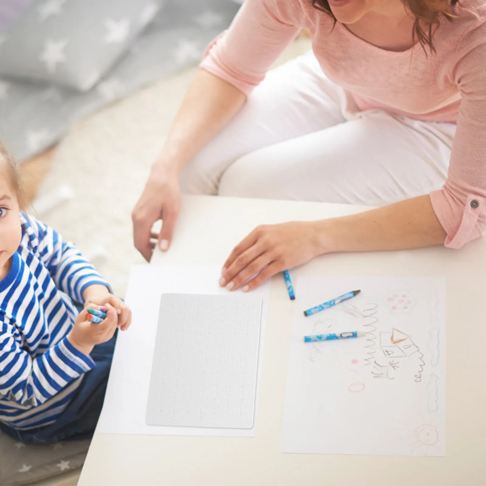 4 Fogli di Puzzle Bianchi Vuoti, Tavola per Puzzle Fai-da-Te, Materiali per Progetti Artistici di Sublimazione, Apprendimento Creativo per Bambini