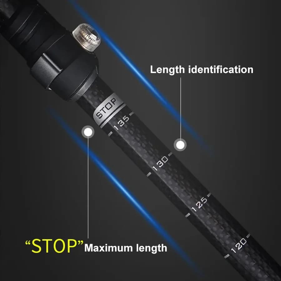 Ultralight Telescopic Trekking Stick in Carbon Fiber, Portable Ski Stick, Hiking and Camping Equipment with EVA Handle