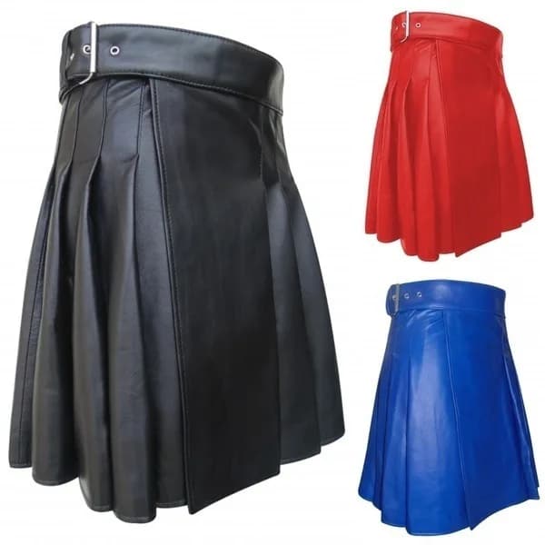 Kilts Steampunk neri scozzesi da uomo Gonne in PU rosse a pieghe gotiche vintage Kilts a vita alta tradizionali in ecopelle vintage