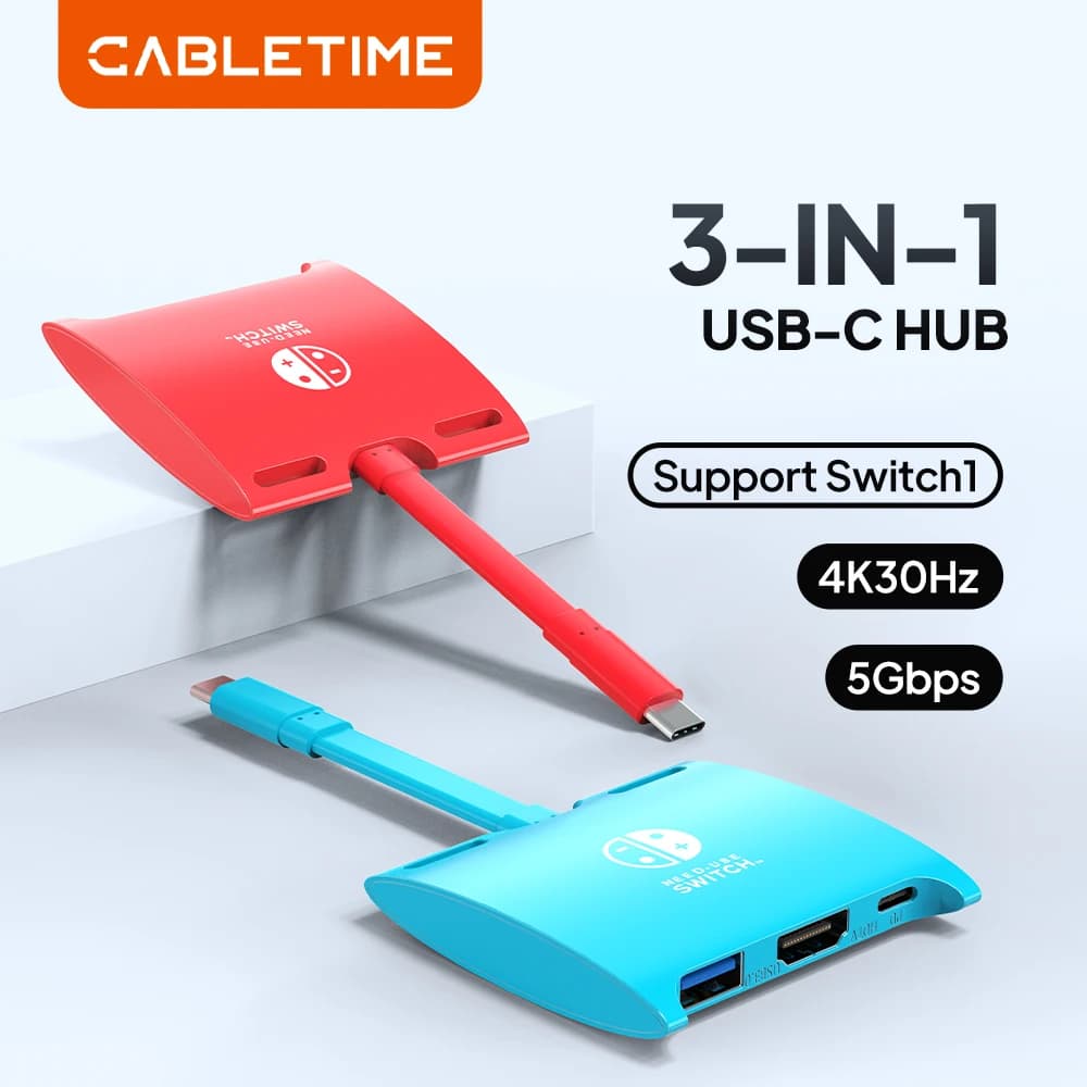 CABLETIME Scheda di acquisizione video Dock per Switch Nintendo USB C a HDMI 4K PD Ricarica rapida USB 3.0 Docking per laptop Dell Multi