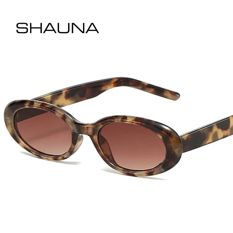 SHAUNA Fashion Oval Women Sunglasses Vintage Gradient Shades UV400 Men Punk Leopard Sun Glasses