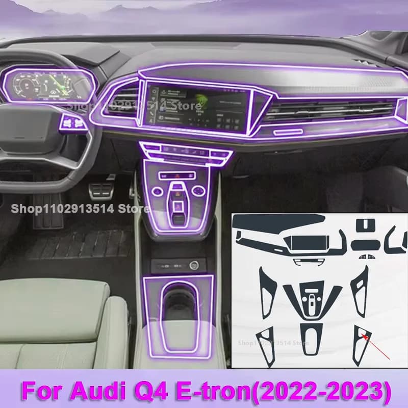 Car interior protective film for Audi Q4 E-tron 2022-2023, dashboard central console screen protection, scratch-resistant adhesive