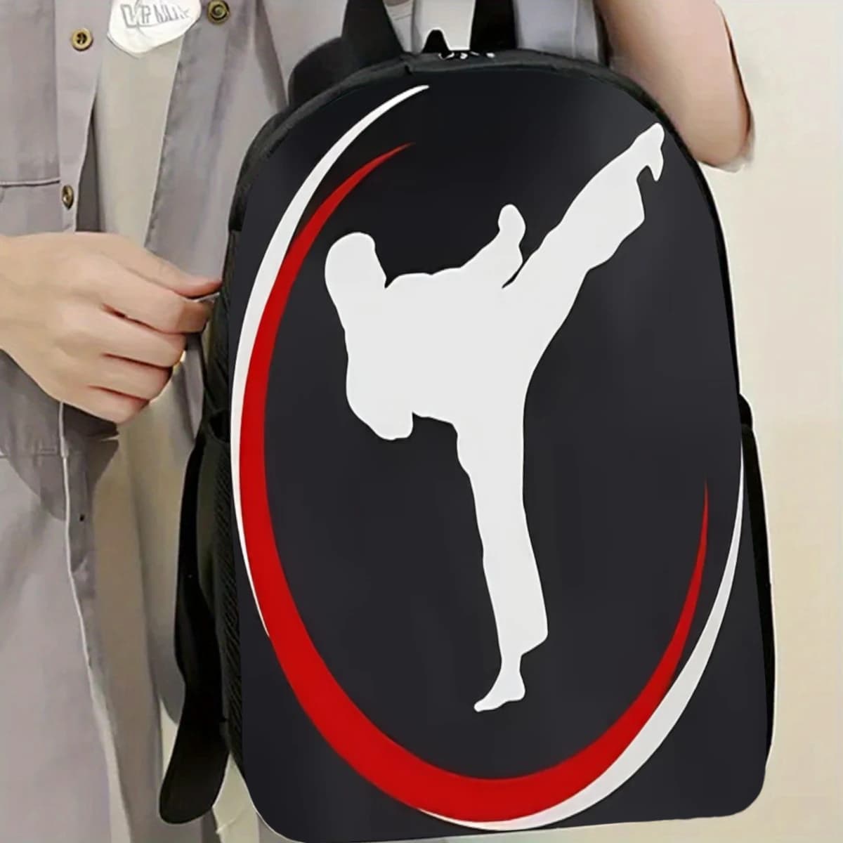 1 piece, a backpack with taekwondo theme elements, suitable for sports enthusiasts/martial arts, a large capacity casual backpack