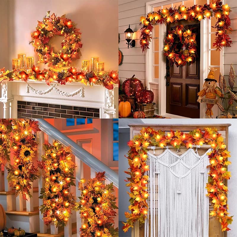 3M 20LED Stringa di luce foglia d'acero Foglie autunnali finte Ghirlanda di fata a LED per Natale Ringraziamento Festa di Halloween Decorazione della casa