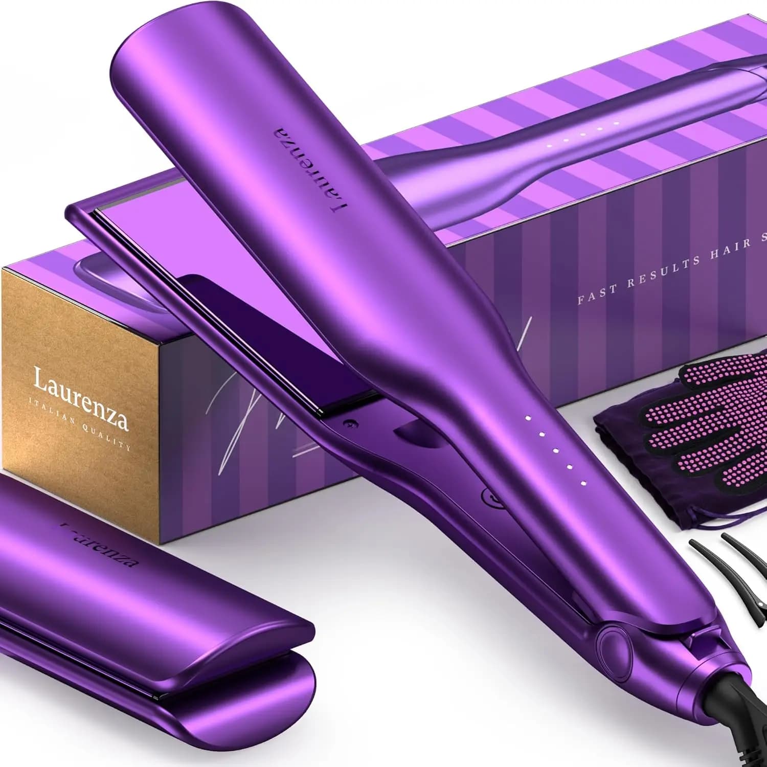 Piastra per Capelli 2-in-1 con Piastre in Ceramica Extra-Large da 8,5 Pollici e 20M di Anioni per uno Styling Liscio