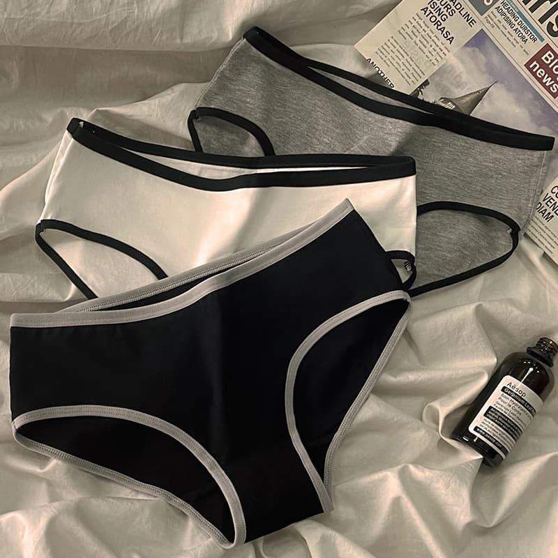 Minimalist Japanese Black White Pure Cotton Women Triangle Pants With A Cool Sporty Style Minimalist Mid Waist Women Underwear