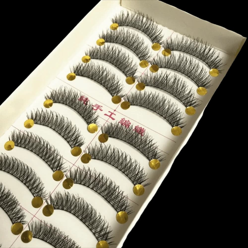 10 Paia/Scatola Ciglia Finte Nere Naturali Artigianali 12MM Curvatura C Extension Ciglia Fai-da-te Riutilizzabili Cos