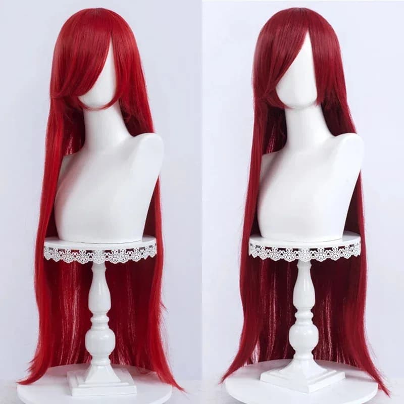 New39 '' 100 cm Lunghi Rosso Uzumaki Kushina Resistente al calore Frangia piena Capelli sintetici + una parrucca cap2025